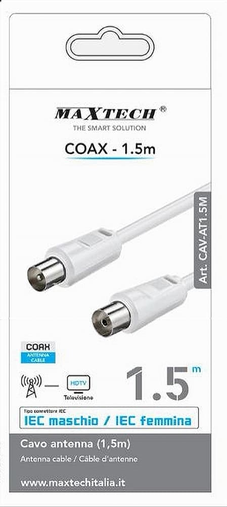 CAVO ANTENNA COAX 1.5 MT IEC MASCHIO-FEMMINA TELEVISORE HDTV PROLUNGA CAV-AT1.5M - 2