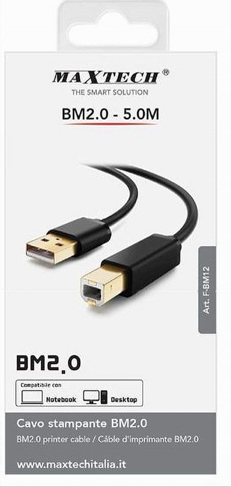 CAVO F-BM12 CAVETTO PER STAMPANTE BM2.0 USB DA 5 MT COMPATIBILE NOTEBOOK DESKTOP - 3