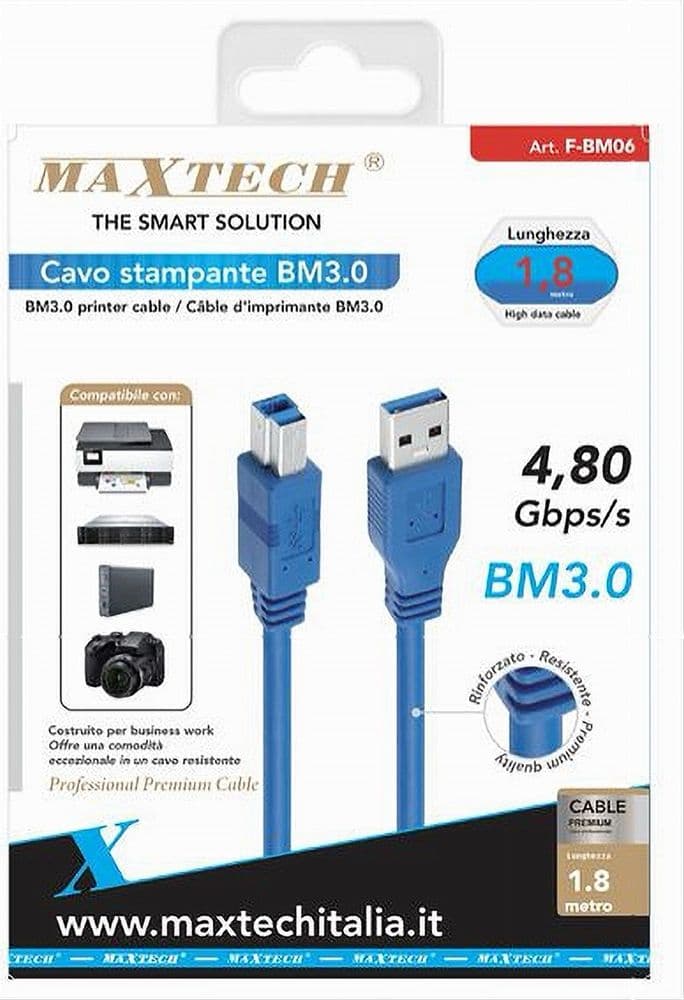 CAVO STAMPANTE USB BM3.0 1.8MT RINFORZATO RESISTENTE 4,80GBPS/S FOTOCAMERA F-BM06 - 2