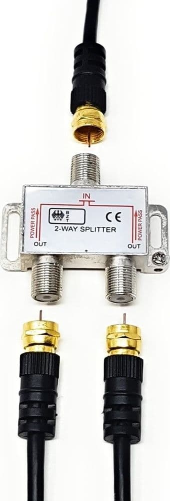 SPLITTER ANTENNA 2 VIE 5-2500MHZ CAVO SDOPPIATORE CONNETTORE SATELLITARE TV C-031 - 4