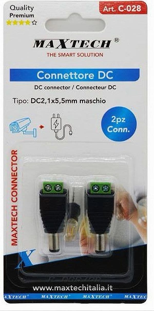 CONNETTORE DC 2,1X5,5MM M 220V ALIMENTAZIONE VIDEOSORVEGLIANZA TELECAMERA C-028 - 2