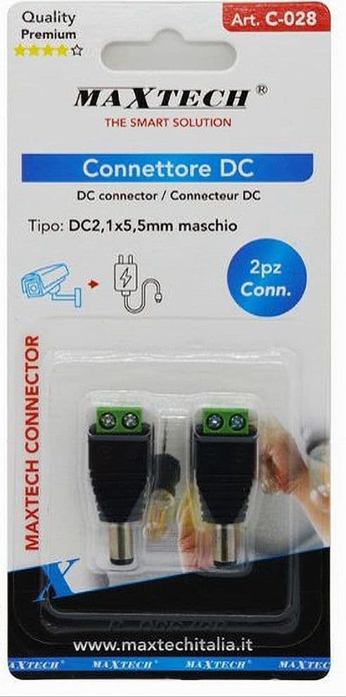 CONNETTORE DC 2,1X5,5MM M 220V ALIMENTAZIONE VIDEOSORVEGLIANZA TELECAMERA C-028 - 2