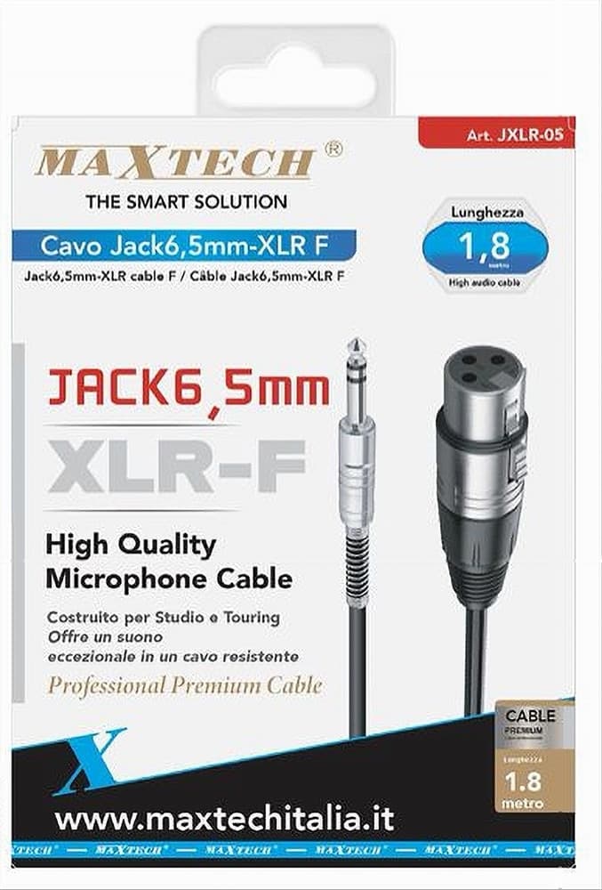 CAVO JACK 6.5 MM A XLR FEMMINA AUDIO PROLUNGA PER MICROFONO DA 1.8 METRI JXLR-05 - 2
