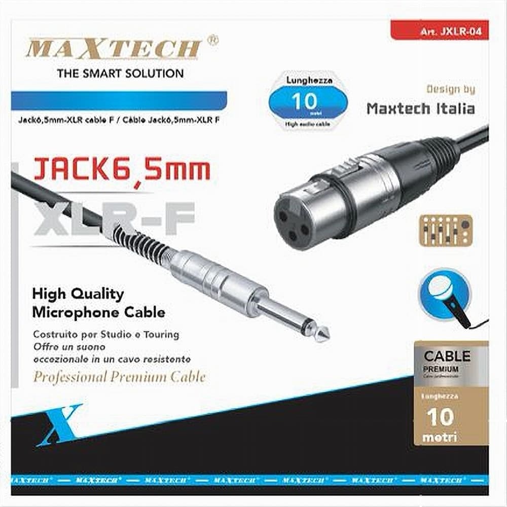 CAVO DA JACK 6.5MM MONO A XLR FEMMINA AUDIO PROLUNGA PER MICROFONO 10 MT JXLR-04 - 2