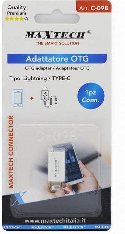 ADATTATORE OTG COMPATTO CONNETTORE DA TYPE-C FEMMINA A LIGHTNING MASCHIO C-098 - 2