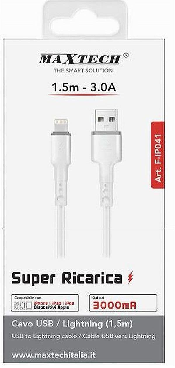 CAVO RICARICA TRASFERIMENTO DATI USB/LIGHTNING 3A 1.5MT IPAD IPOD IPHONE F-IP041 - 4