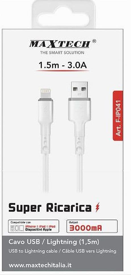 CAVO RICARICA TRASFERIMENTO DATI USB/LIGHTNING 3A 1.5MT IPAD IPOD IPHONE F-IP041 - 4