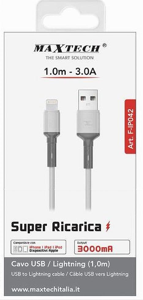 CAVO USB / LIGHTNING 3A 1 METRO SUPER RICARICA DATI PER IPAD IPOD IPHONE F-IP042 - 4