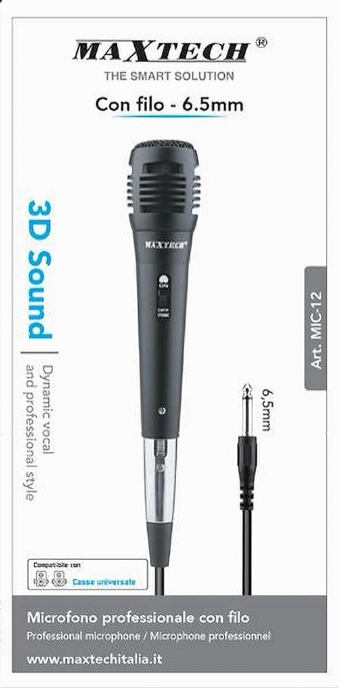 MICROFONO CON CAVO JACK 6.5MM 2MT AMPLIFICATORE PER KARAOKE EVENTI FM-570 MIC-12 - 4