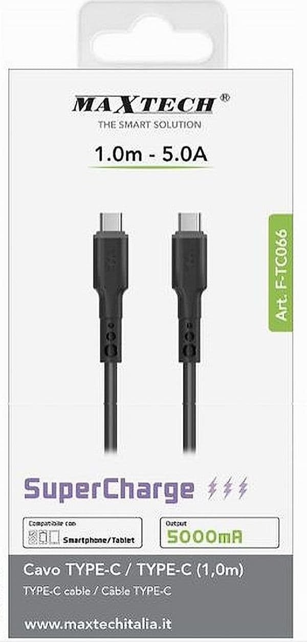 CAVO TYPE-C A TYPE-C 1MT SUPER RICARICA 5A CAVETTO PER SMARTPHONE TABLET F-TC066 - 4