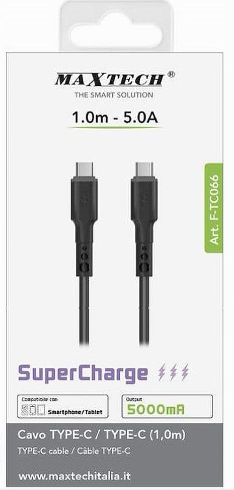 CAVO TYPE-C A TYPE-C 1MT SUPER RICARICA 5A CAVETTO PER SMARTPHONE TABLET F-TC066 - 4