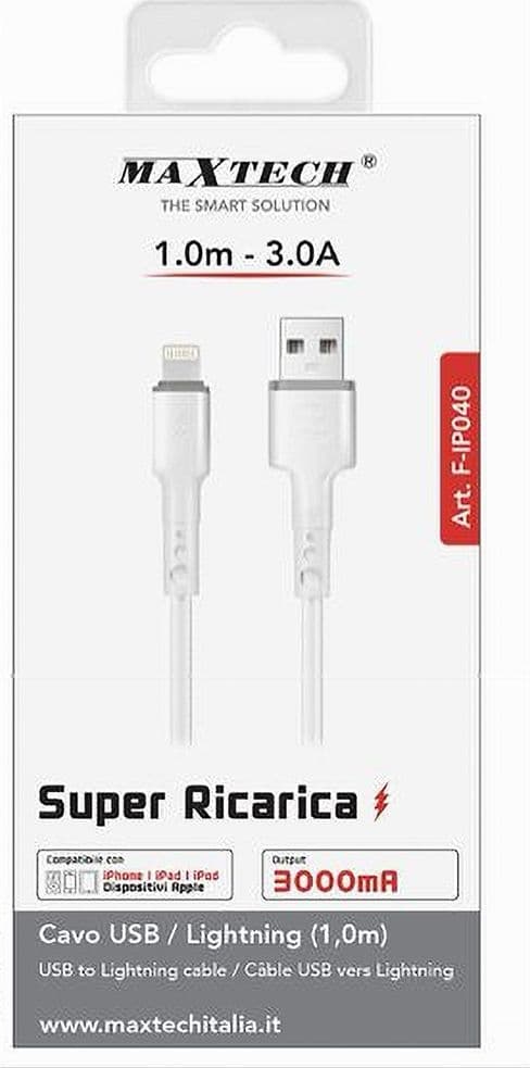 CAVO RICARICA TRASFERIMENTO DATI USB / LIGHTNING 3A 1MT IPAD IPOD IPHONE F-IP040 - 4