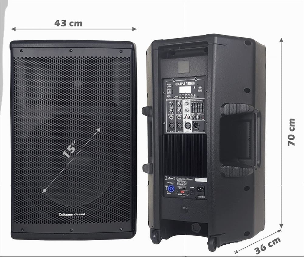 COPPIA CASSE AUDIO ACUSTICHE 4000W EXTREME SOUND WOOFER 15" BLUETOOTH USB DJN-15 - 6
