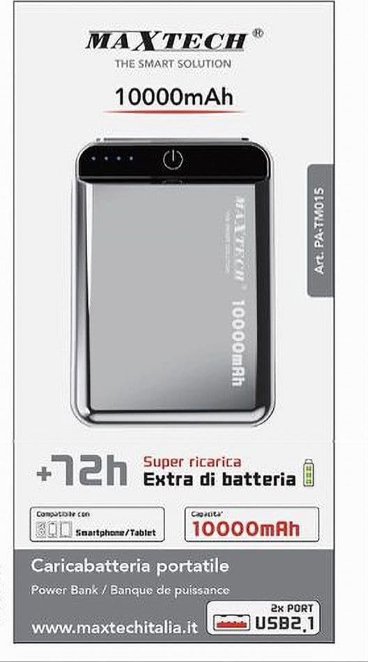 POWER BANK 10000 MAH 2XUSB 2.1A SUPER RICARICA CARICABATTERIA PORTATILE PA-TM015 - 2