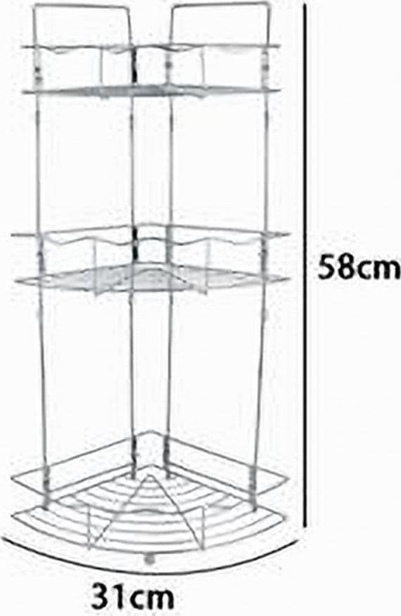 MENSOLA ANGOLARE DOCCIA A 3 RIPIANI PORTAOGGETTI IN METALLO SCAFFALE BAGNO 59260 - 2