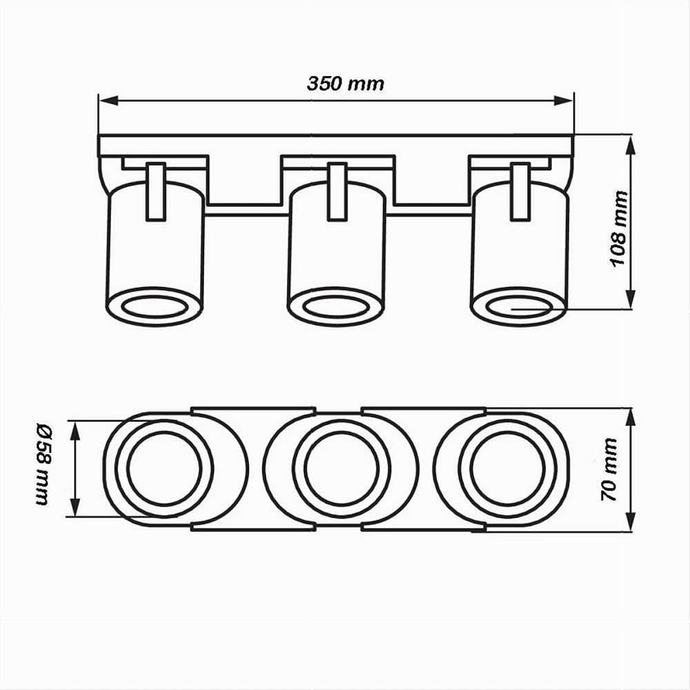 APPLIQUE 3 DIFFUSORI ORIENTABILE SOFFITTO PARETE LAMPADA GU10 BIANCO NERO TH8803 - 12
