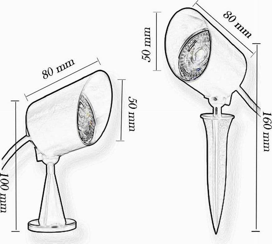 FARETTO LED 7W CON SNODO PICCHETTO STAFFA LAMPADA PER ESTERNO SEGNAPASSI IP65 110 - 11