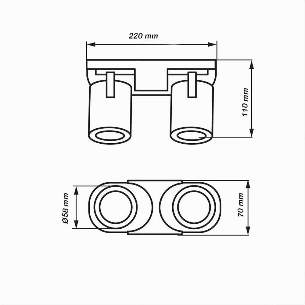 APPLIQUE 2 DIFFUSORI ORIENTABILE SOFFITTO PARETE LAMPADA GU10 BIANCO NERO TH8802 - 14