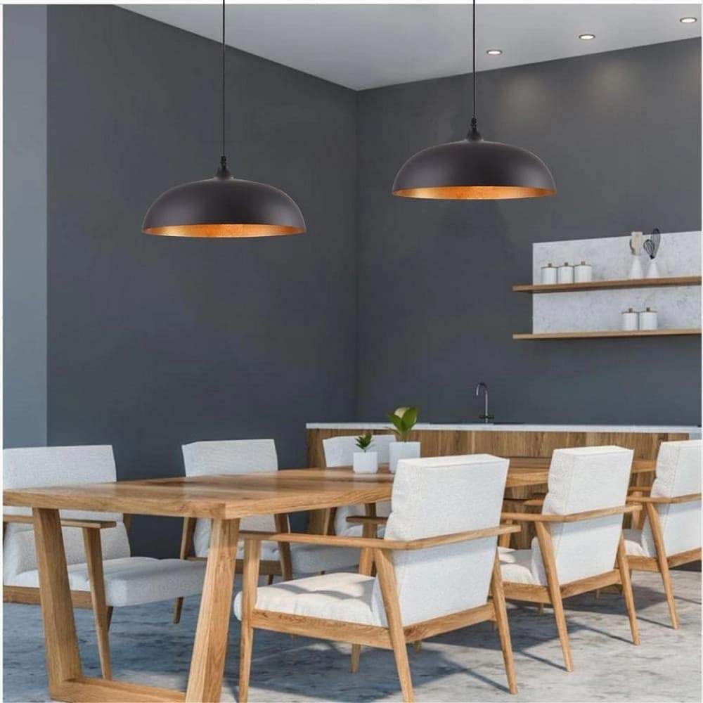 LAMPADARIO A SOSPENSIONE STILE CONTEMPORANEO IN METALLO PENDENTE A CUPOLA E27 B91 - 16