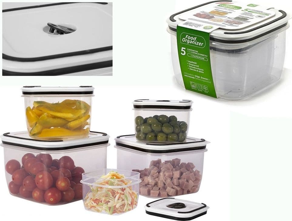 5 CONTENITORI ALIMENTI IN PLASTICA CON COPERCHIO VENTILATO MICROONDE IMPILABILE - 6