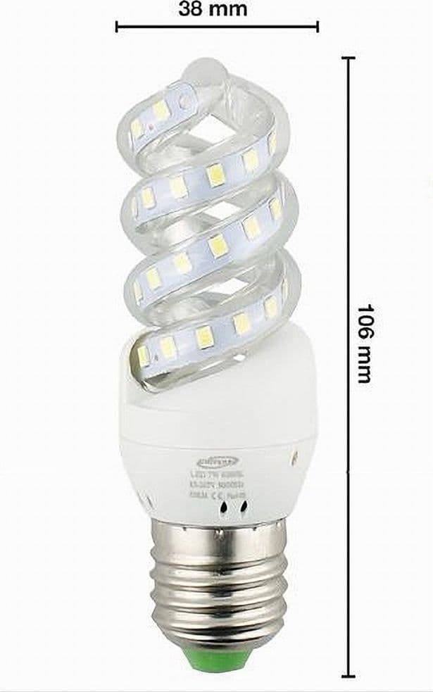 LAMPADINA LED SPIRALE ATTACCO E27 7WATT LUCE 6500K 3000K 4000K ILLUMINAZIONE S02 - 3