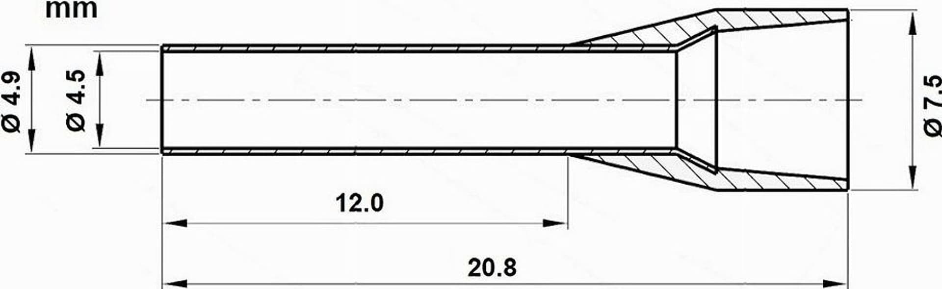 CONFEZIONE 100 PZ TUBETTO CAPICORDA ISOLATO PER CAVI 10MM² TERMINALE 12MM E10-12 - 11