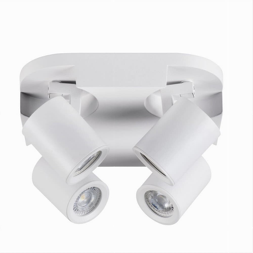 PLAFONIERA 4 DIFFUSORI ORIENTABILE SOFFITTO PARETE LAMPADA GU10 BIANCO NERO TH8805 - 12