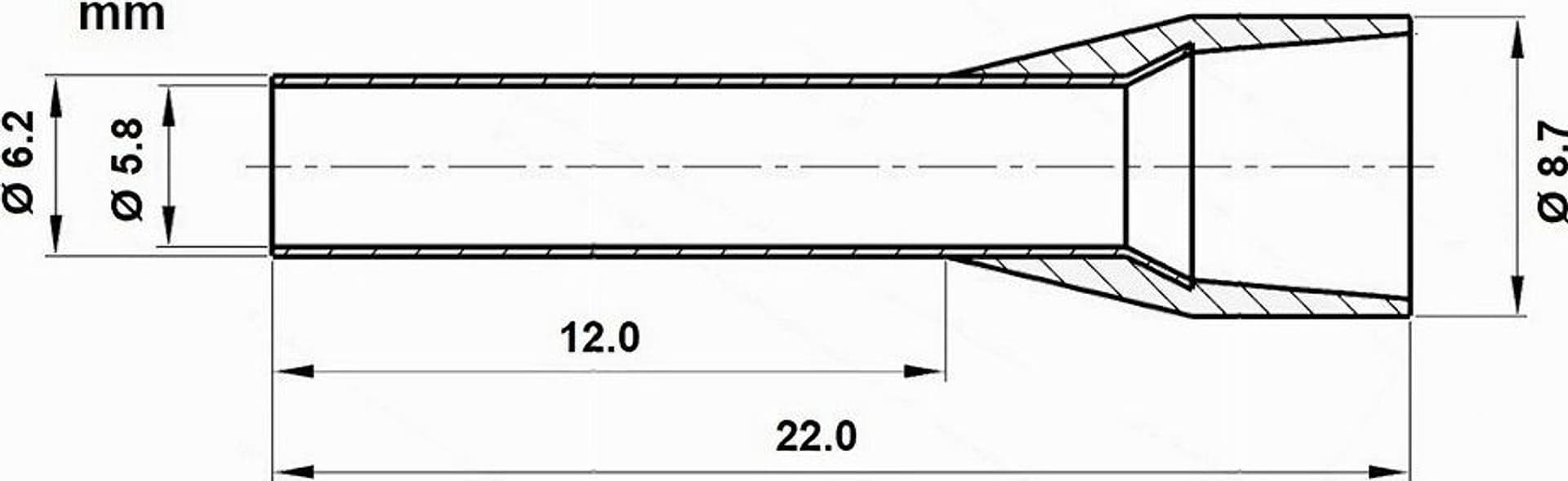CONFEZIONE 100 PZ TUBETTO CAPICORDA ISOLATO PER CAVI 16MM² TERMINALE 12MM E16-12 - 11
