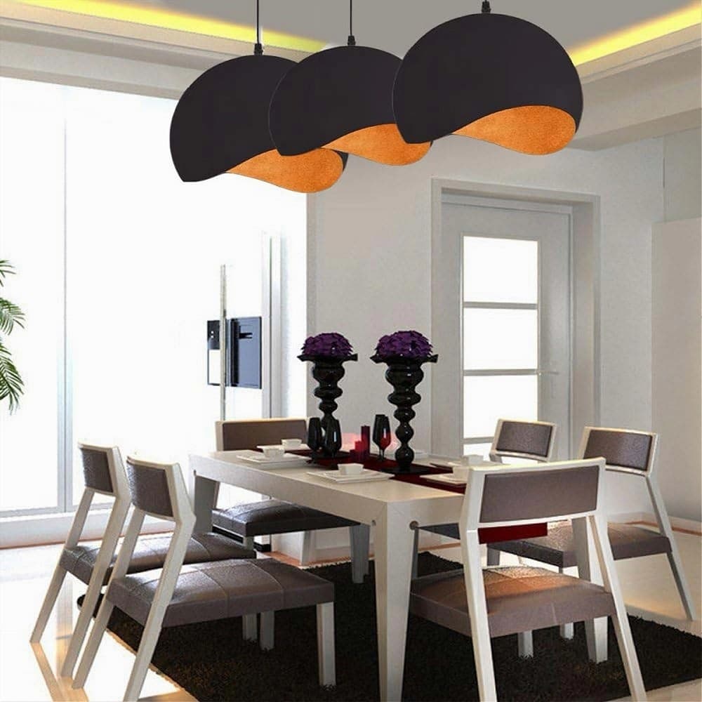 LAMPADARIO A SOSPENSIONE IN METALLO PENDENTE FORMA DI GUSCIO D’UOVO LUCE E27 B93 - 15