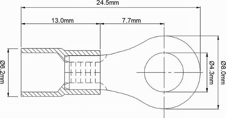 SET 100PZ CAPICORDA TERMINALE AD OCCHIELLO ISOLATO PER CAVI 2.5-4MM² M4 RV3.5-4 - 8