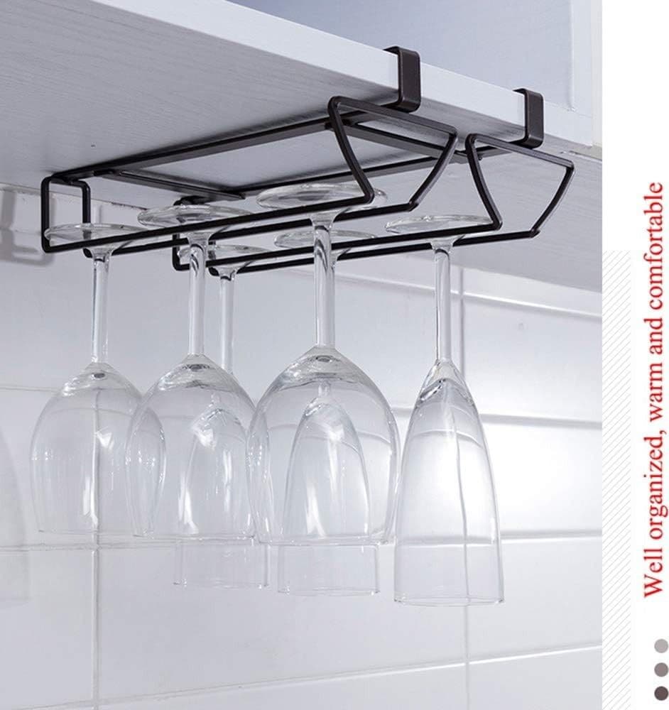 PORTABICCHIERI DA VINO SOTTO MOBILETTO SUPPORTO PORTA CALICI METALLO DOPPIA FILA - 9