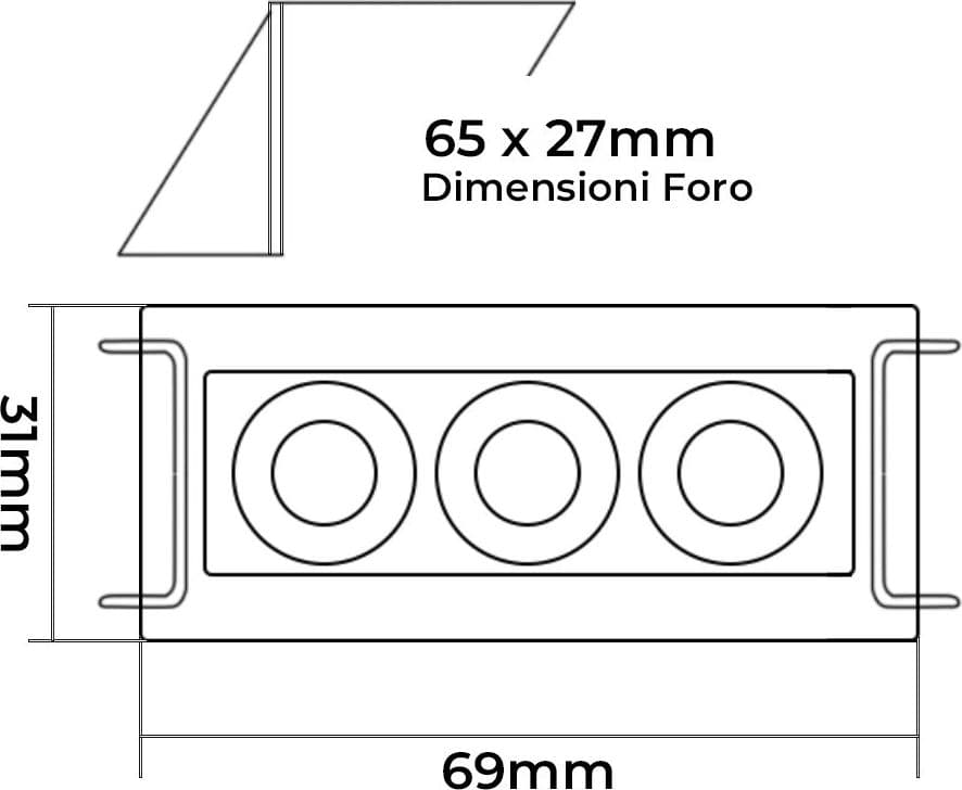 FARETTO LED RETTANGOLARE NERO DA INCASSO 6 W LUCE NATURALE FREDDA CALDA XTD-3-N - 9