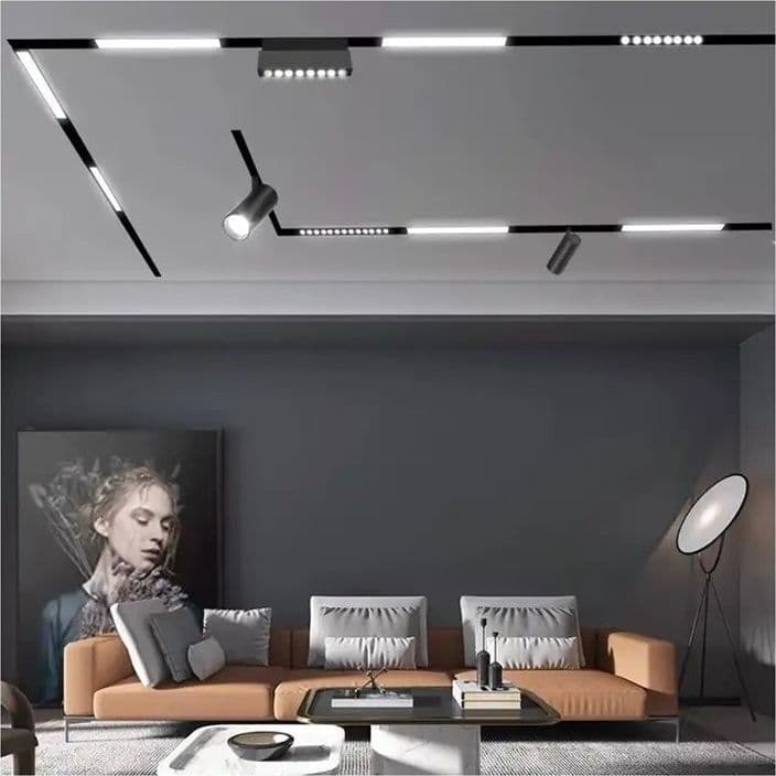 FARETTO LED 10 W MAGNETICO RETTANGOLARE PER BINARIO 48V LUCE 3000K 4000K FR-R160 - 7