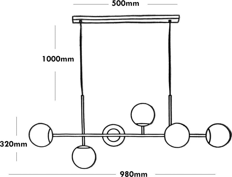 LAMPADARIO DA SOFFITTO MODERNO A SOSPENSIONE CON 6 SFERE ATTACCO LAMPADINE G9 B88 - 9