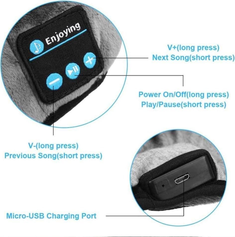 MASCHERINA OCCHI PER DORMIRE CON CUFFIE WIRELESS INTEGRATE BLUETOOTH 5.0 MORBIDA - 9