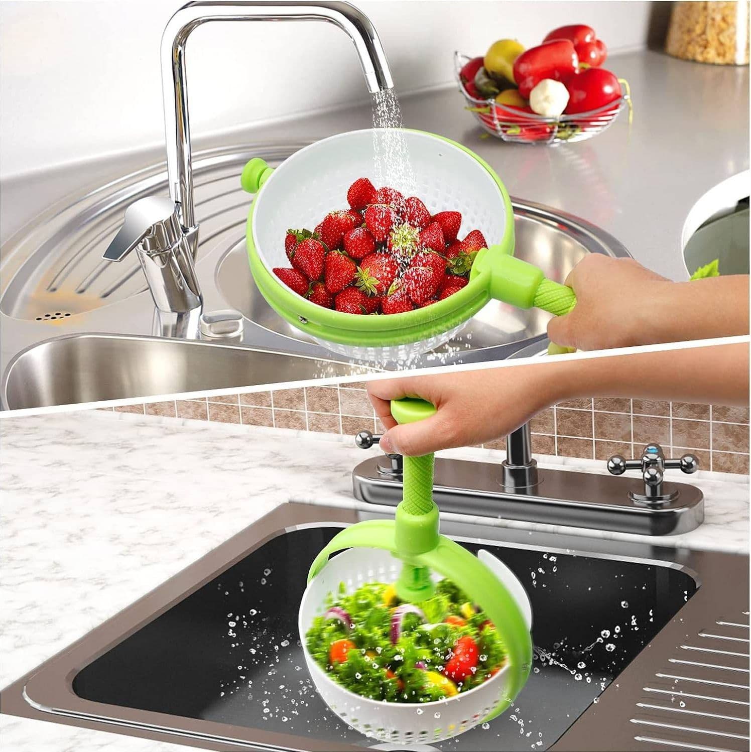 SCOLAPASTA 2IN1 CENTRIFUGA PER LAVARE INSALATA LAVA FRUTTA E VERDURA CESTO SCOLA - 6