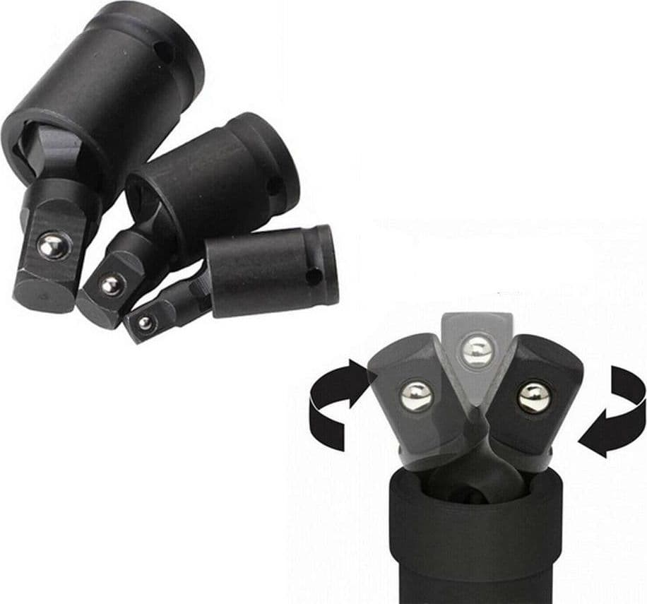 ADATTATORE CHIAVE BUSSOLA CRICCHETTO SET 3PZ RIDUTTORI 1/2 1/4 3/8 SNODO SFERICO - 11