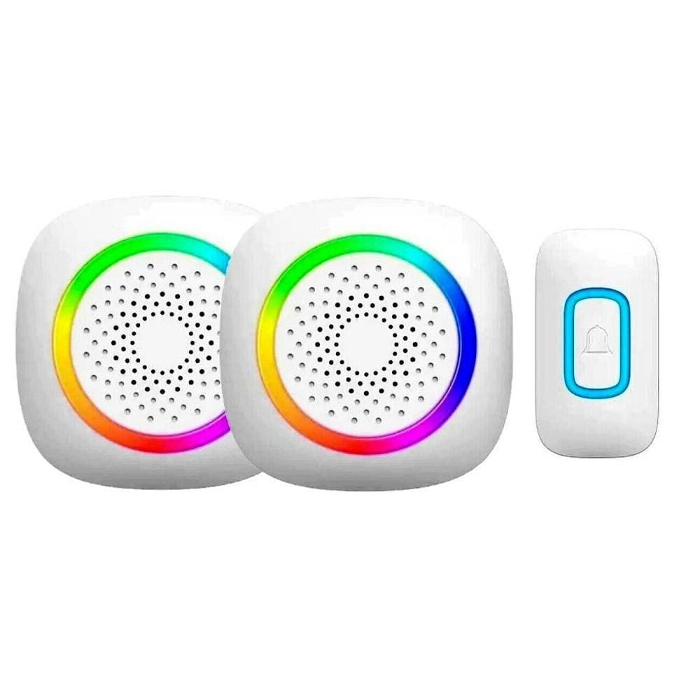 SET 2 CAMPANELLI SENZA FILI WIRELESS 2 RICEVITORI LUCE RGB 60 MELODIE RL-2R3995 - 9