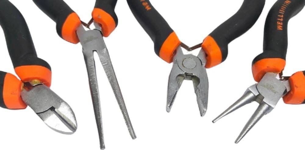 SET 4PZ MINI PINZA PER FABRO ELETTRICISTA 115 MM ACCIAIO ERGONOMICA BRICOLAGE - 8