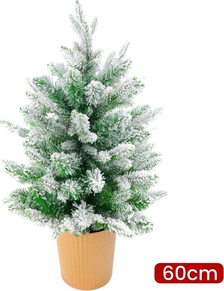 ALBERO DI NATALE MINI EFFETTO INNEVATO DIM. 60 CM SINTETICO ALBERELLO CON VASO - 2