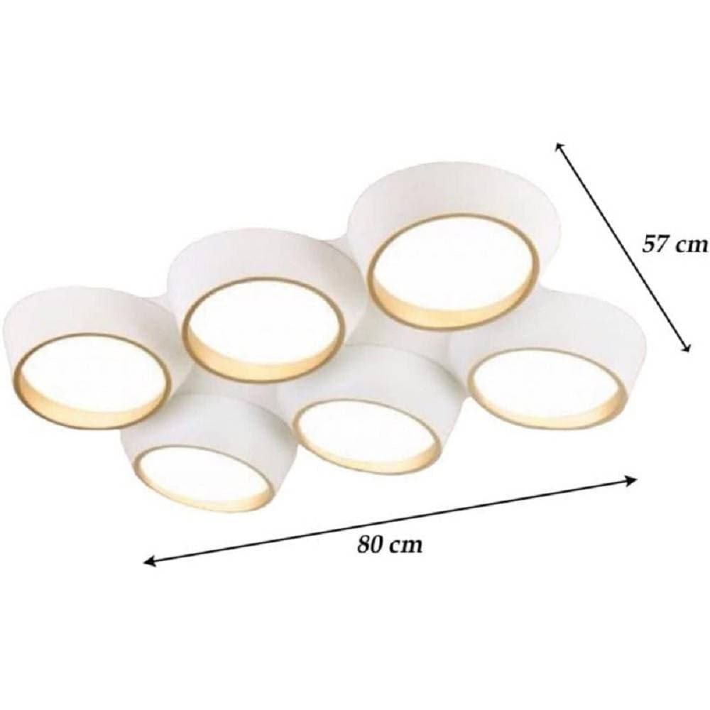 PLAFONIERA A LED 120 W SOFFITTO 6 CERCHI IRREGOLARI LUCE 4000K 6500K 3000K C51-B - 8