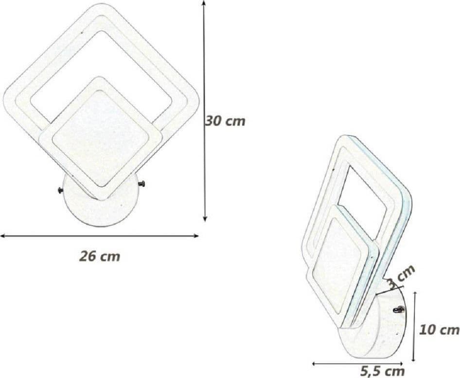 APPLIQUE MODERNO LED ROMBO 12W LAMPADA DA PARETE TRE COLORAZIONE DI LUCE E82-B3C - 5