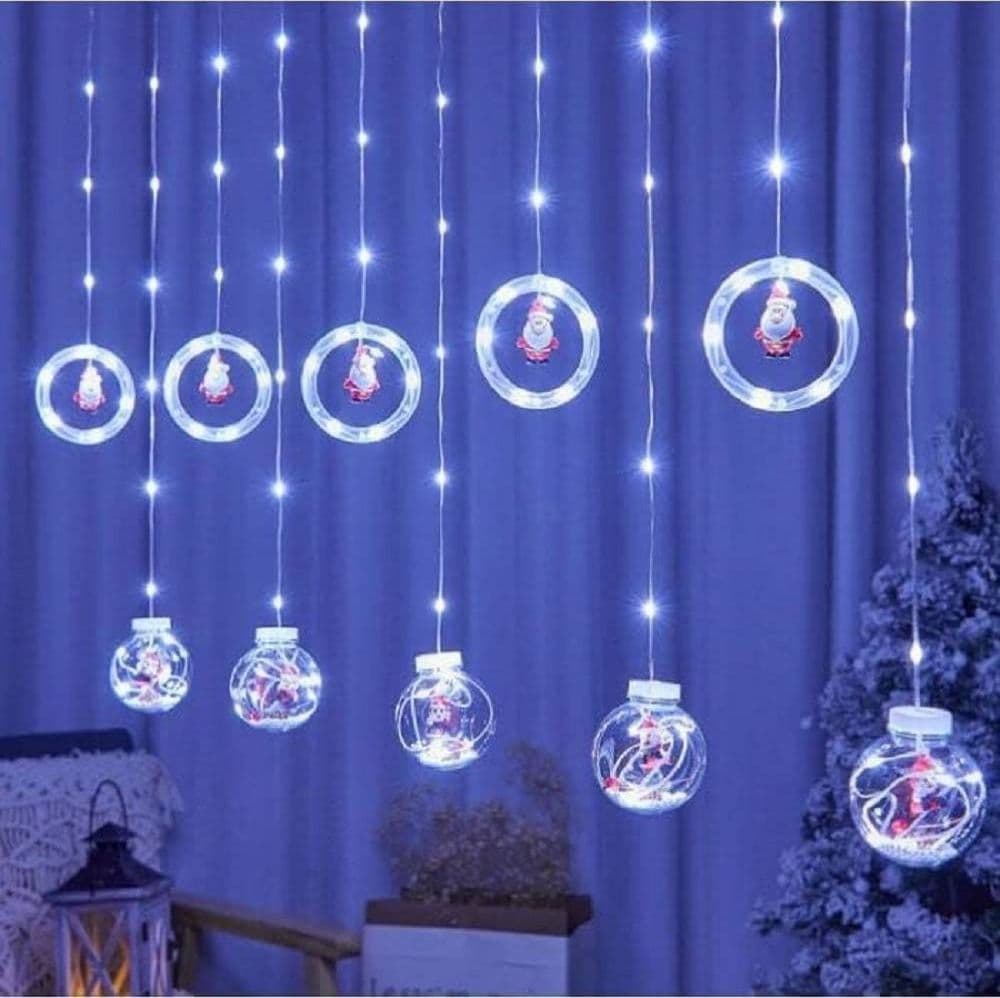 LUCI NATALIZIE 3D 3MT TENDA USB INTERNI RGB ANELLI CON FIGURA NATALE DECORAZIONE - 5