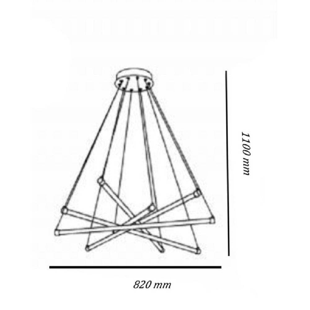 LAMPADARIO LED MODERNO 55W A SOSPENSIONE A RAGGI LUCE FREDDA CALDA NATURALE A05-O - 6