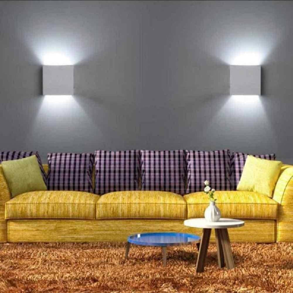 APPLIQUE DA PARETE IN GESSO A CUBO UP E DOWN VERNICIABILE LAMPADA G9 MODERNO GS-E15 - 6