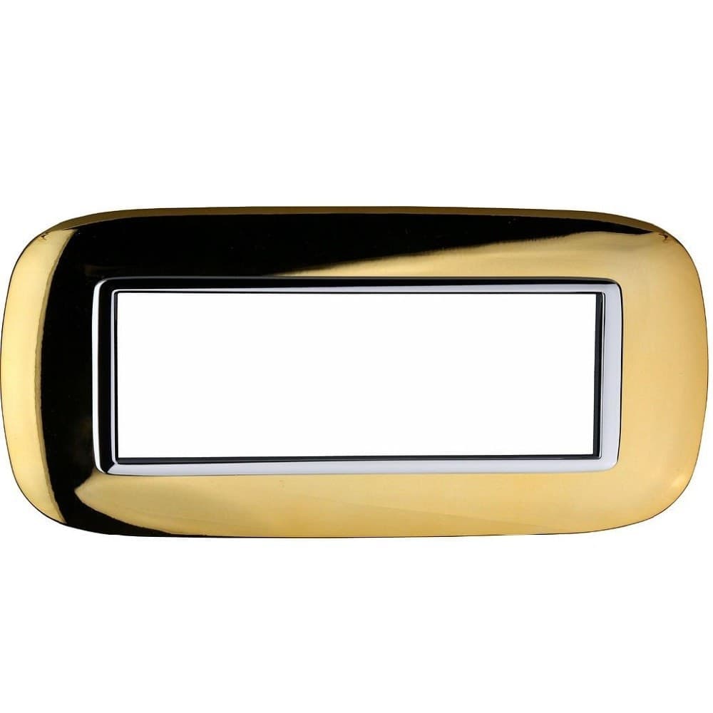 PLACCA OVAL 3 4 6 MODULI COLORE ORO LUCIDO COMPATIBILE BTICINO AXOLUTE - 4