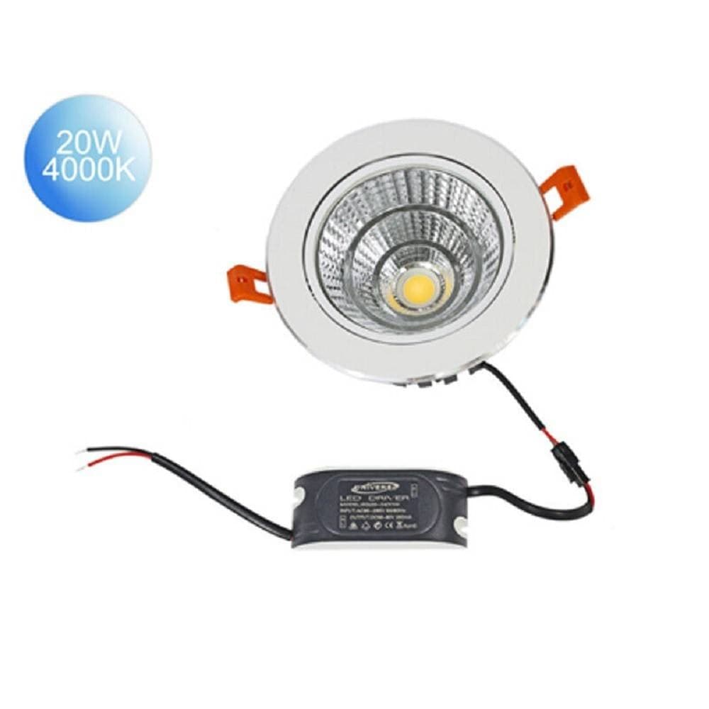 FARETTO INCASSO LED COB 20 W LUCE FREDDA 6500K CALDA 3000K NATURALE 4000K P-120 - 7