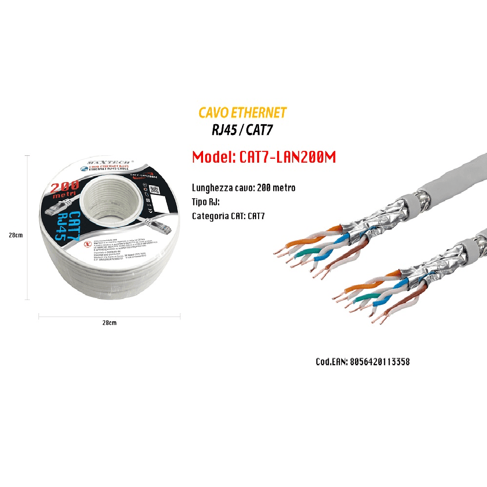 MATASSA 200 MT METRI CAVO DI RETE CAT 7 LAN ETHERNET MAXTECH CAT7-LAN200M - 2