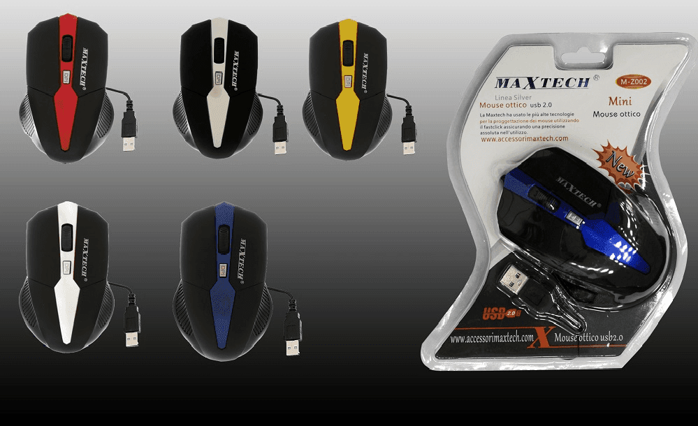 MOUSE USB 2.0 OTTICO CON FILO PER COMPUTER NOTEBOOK PC PORTATILE NEW MAXTECH M-Z002 - 3