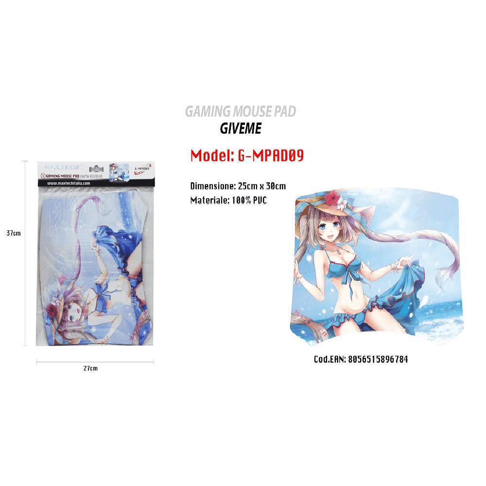 TAPPETINO POGGIAPOLSO TAPPETO PC GAMING MOUSE PAD RAGAZZA CARTONI GIVEME MAXTECH G-MPAD09 - 2